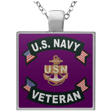 Navy Veteran Necklace - Square
