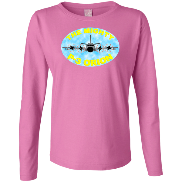 P-3 Orion 8 Mighty P-3 Ladies' LS Cotton T-Shirt