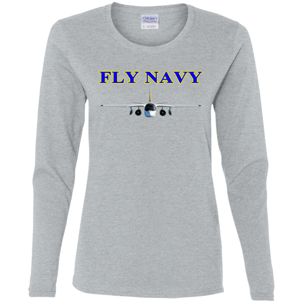 Fly Navy S-3 2 Ladies' Cotton LS T-Shirt