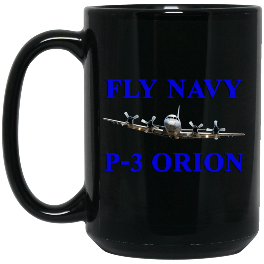 Fly Navy P-3 1 Black Mug - 15oz