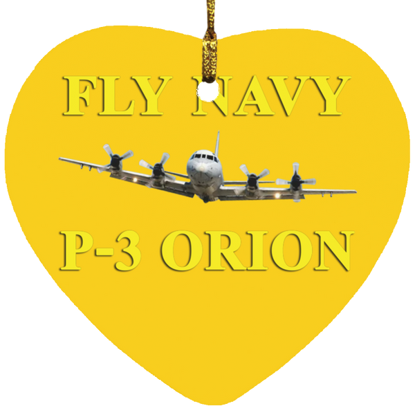 Fly Navy P-3 3 Ornament - Heart