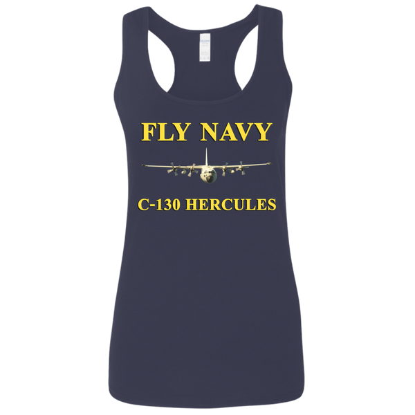 Fly Navy C-130 3 Ladies' Softstyle Racerback Tank