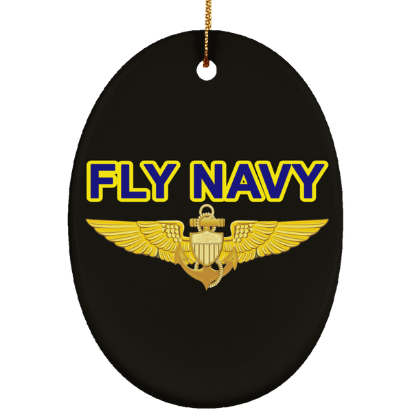 Fly Navy Aviator Ornament - Oval