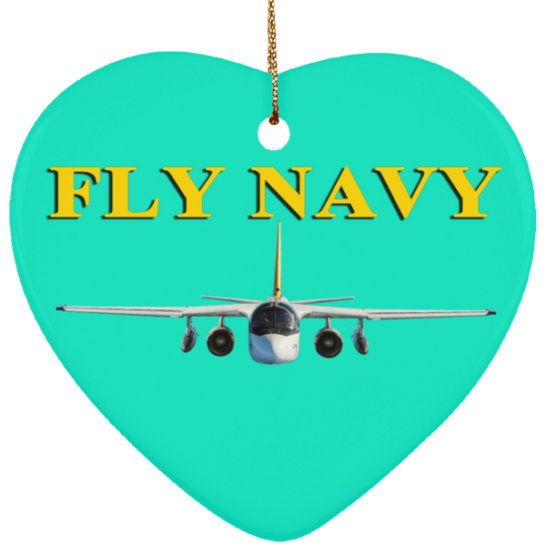 Fly Navy S-3 4 Ornament - Heart