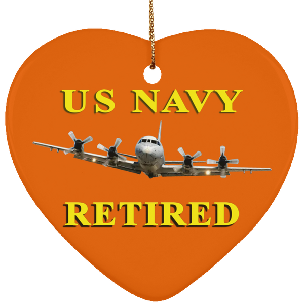 Navy Retired 1 Ornament - Heart