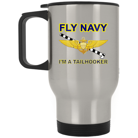 Fly Navy Tailhooker Silver Stainless Travel Mug