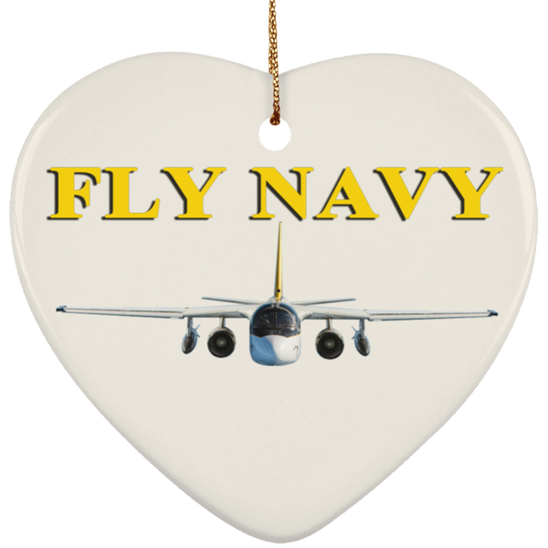 Fly Navy S-3 4 Ornament - Heart