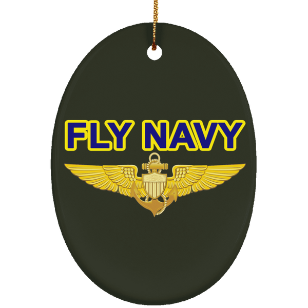 Fly Navy Aviator Ornament - Oval