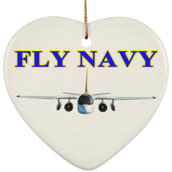 Fly Navy S-3 2 Ornament - Heart