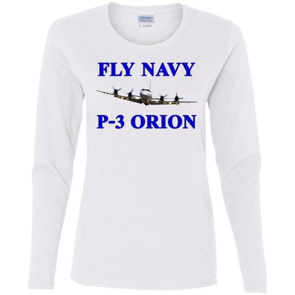 Fly Navy P-3 1 Ladies' Cotton LS T-Shirt