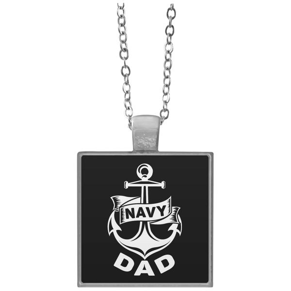 Navy Dad 1 Square Necklace