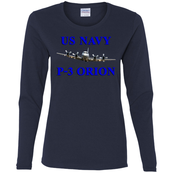 US Navy P-3 1 Ladies' Cotton LS T-Shirt