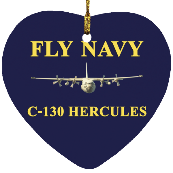 Fly Navy C-130 3 Ornament Ceramic - Heart