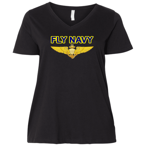 Fly Navy Aviator Ladies' Curvy V-Neck T-Shirt