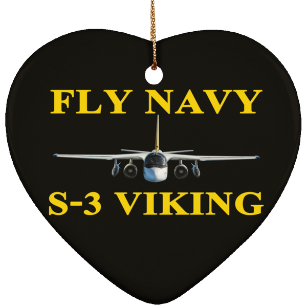 Fly Navy S-3 3 Ornament - Heart