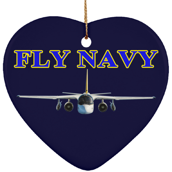 Fly Navy S-3 2 Ornament - Heart