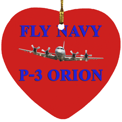 Fly Navy P-3 1 Ornament - Heart