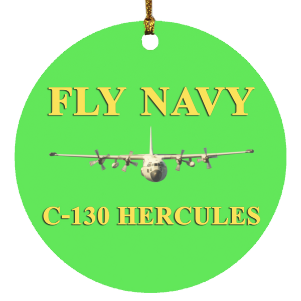 Fly Navy C-130 3 Ornament Ceramic - Circle