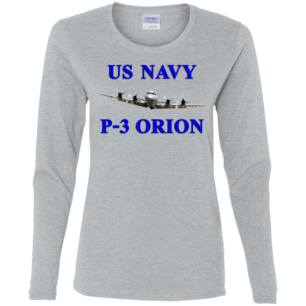 US Navy P-3 1 Ladies' Cotton LS T-Shirt