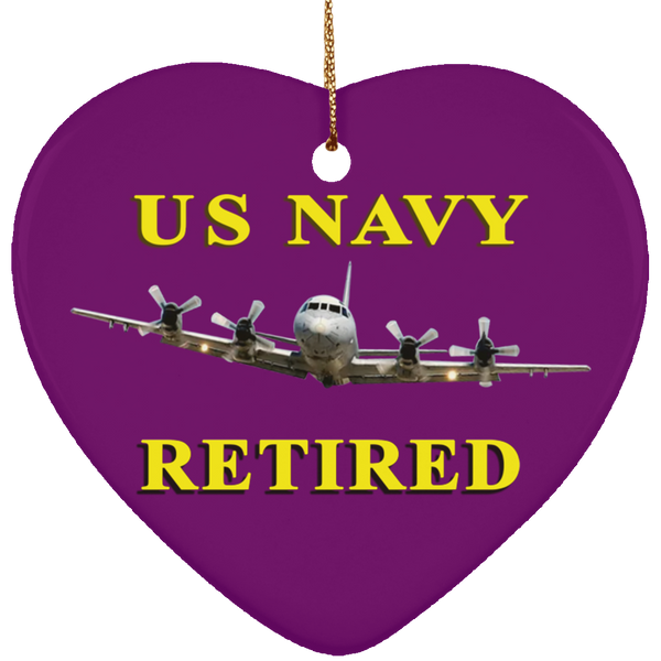 Navy Retired 1 Ornament - Heart