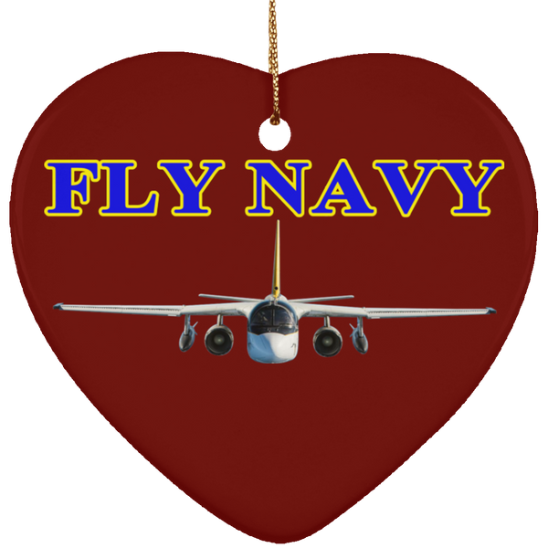 Fly Navy S-3 2 Ornament - Heart