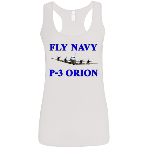 Fly Navy P-3 1 Ladies' Softstyle Racerback Tank