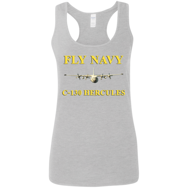 Fly Navy C-130 3 Ladies' Softstyle Racerback Tank