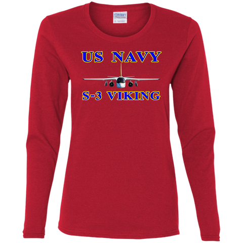 US Navy S-3 1 Ladies' Cotton LS T-Shirt