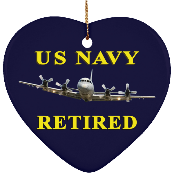 Navy Retired 1 Ornament - Heart