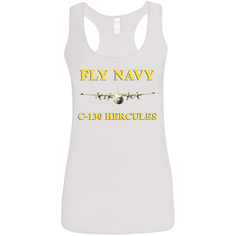 Fly Navy C-130 3 Ladies' Softstyle Racerback Tank