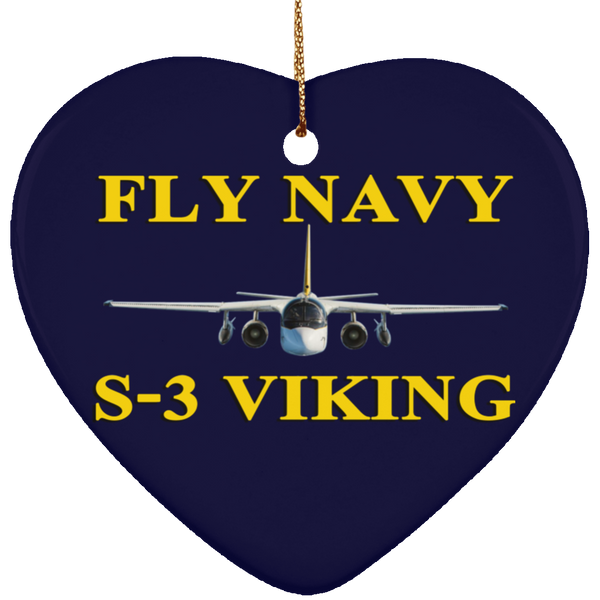 Fly Navy S-3 3 Ornament - Heart