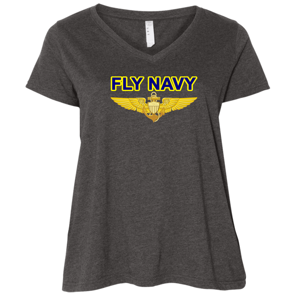 Fly Navy Aviator Ladies' Curvy V-Neck T-Shirt