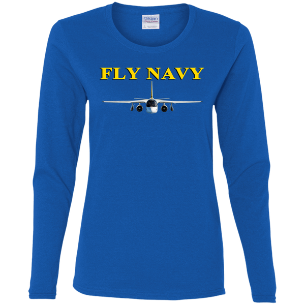 Fly Navy S-3 4 Ladies' Cotton LS T-Shirt