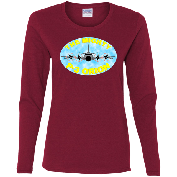 P-3 Orion 8 Mighty P-3 Ladies' Cotton LS T-Shirt