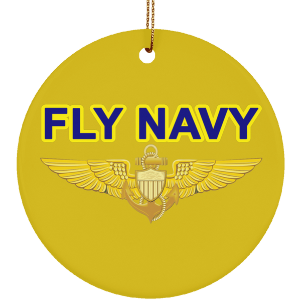 Fly Navy Aviator Ornament - Circle