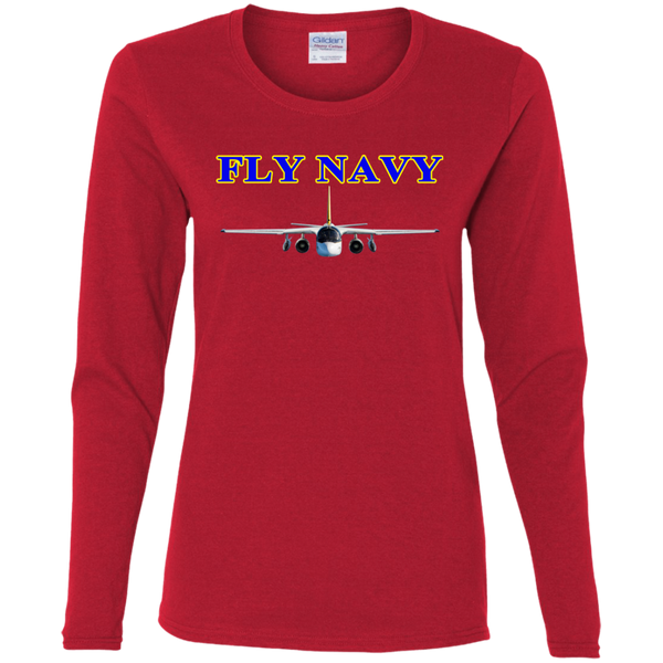 Fly Navy S-3 2 Ladies' Cotton LS T-Shirt