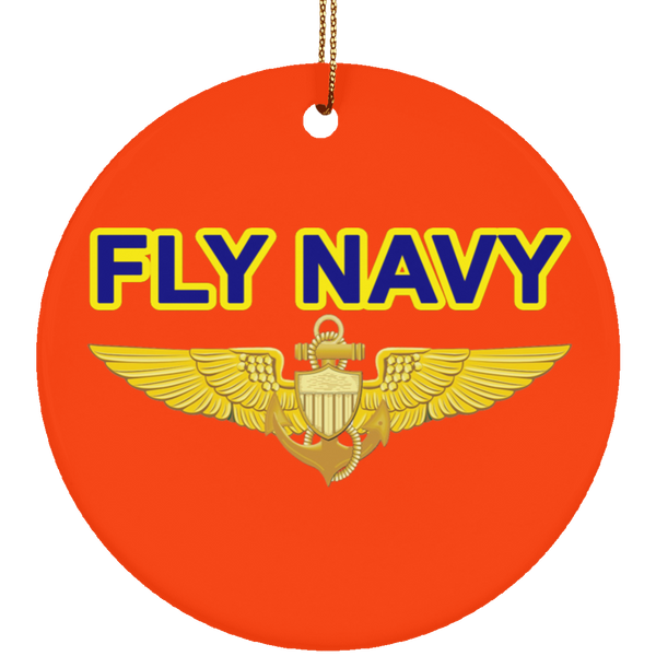 Fly Navy Aviator Ornament - Circle