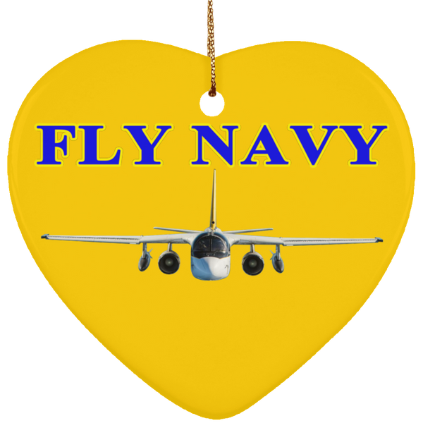 Fly Navy S-3 2 Ornament - Heart