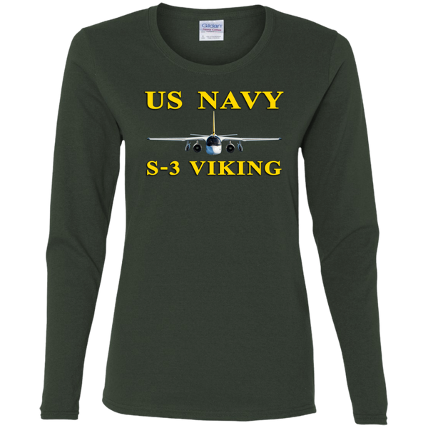 US Navy S-3 3 Ladies' Cotton LS T-Shirt