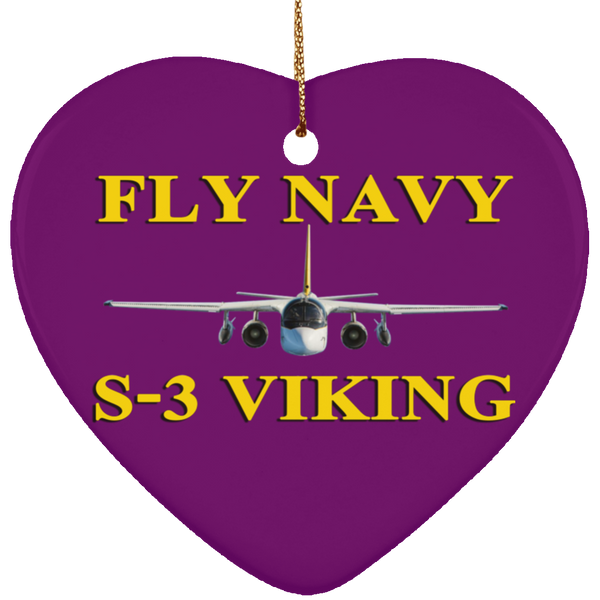 Fly Navy S-3 3 Ornament - Heart