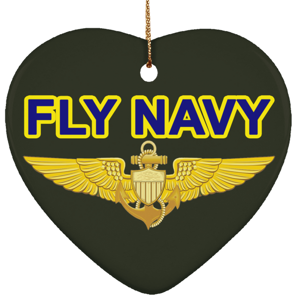 Fly Navy Aviator Ornament - Heart