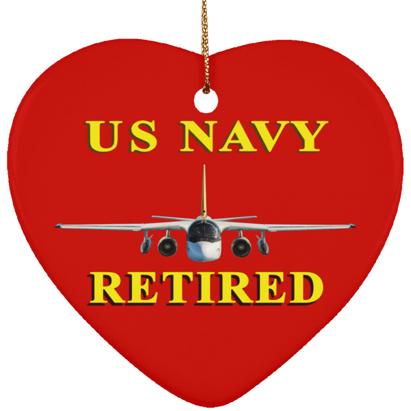 Navy Retired 2 Ornament - Heart