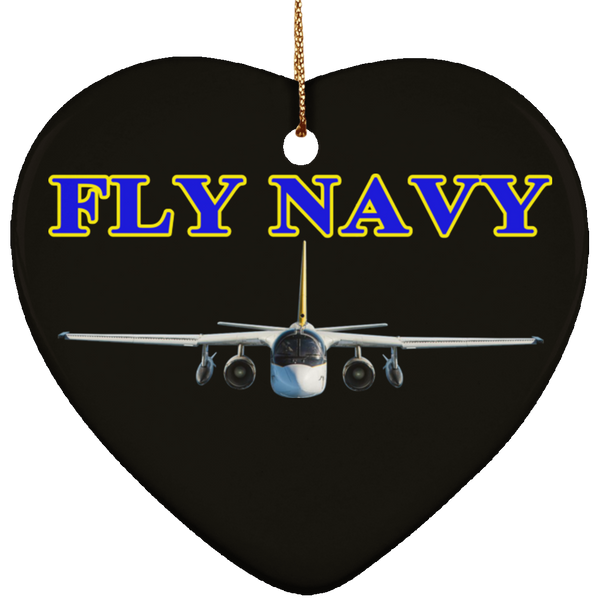 Fly Navy S-3 2 Ornament - Heart