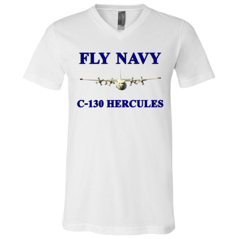 Fly Navy C-130 1 Unisex Jersey SS V-Neck T-Shirt