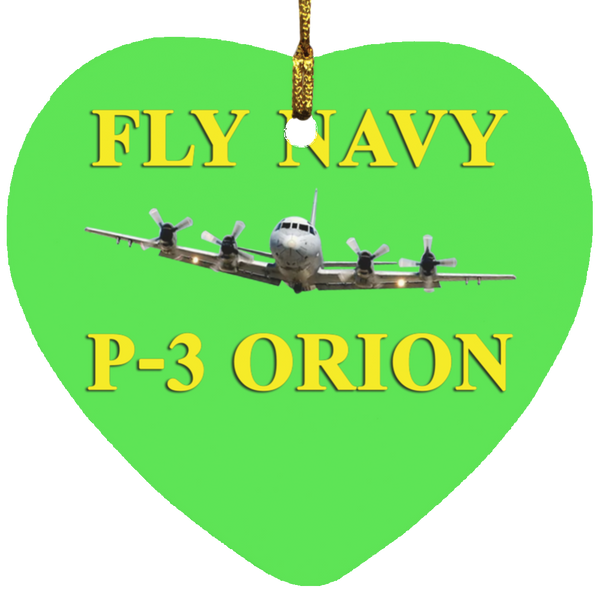 Fly Navy P-3 3 Ornament - Heart