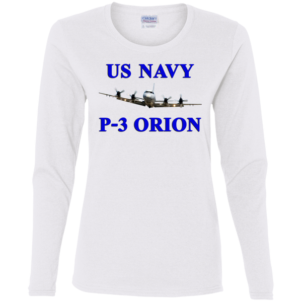 US Navy P-3 1 Ladies' Cotton LS T-Shirt