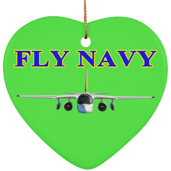 Fly Navy S-3 2 Ornament - Heart