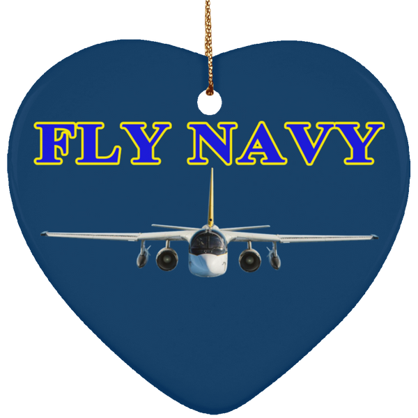 Fly Navy S-3 2 Ornament - Heart