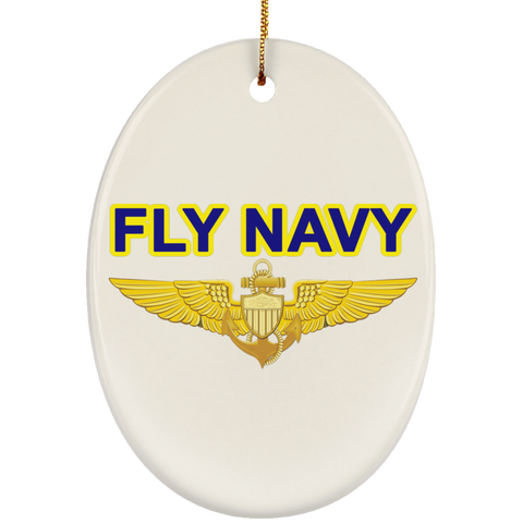 Fly Navy Aviator Ornament - Oval