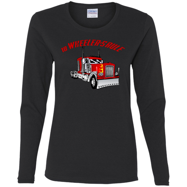 Trucker 18 Wheeler 1 Ladies' Cotton LS T-Shirt